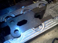 2014-04-04 00.50.49  Engraving the chain slider braces with the mill.  It is now down on the new CNC Plasma table with the attached engraving scribe.